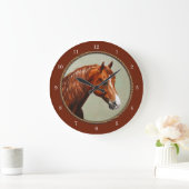 Kastanie Morgan Pferd Rot Große Wanduhr (Zuhause)