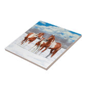 Kastanie Pinto Sorrel Paint Quarter Pferde im Schn Fliese (Seite)