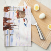 Kastanie Pinto Sorrel Paint Quarter Pferde im Schn Geschirrtuch (Viertel Falte)