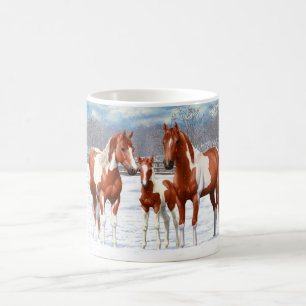 Kastanie Pinto Sorrel Paint Quarter Pferde im Schn Kaffeetasse