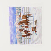 Kastanie Pinto Sorrel Paint Quarter Pferde im Schn Wandteppich (Vorderseite)