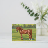 Kastanien Ägyptisches Arabianisches Pferd in Frühl Visitenkarte (Stehend Vorderseite)
