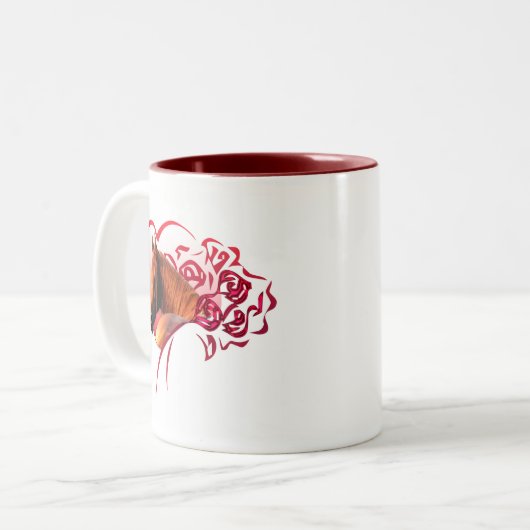 Kastanien-Araber-Rosen Zweifarbige Tasse (Vorderseite Links)