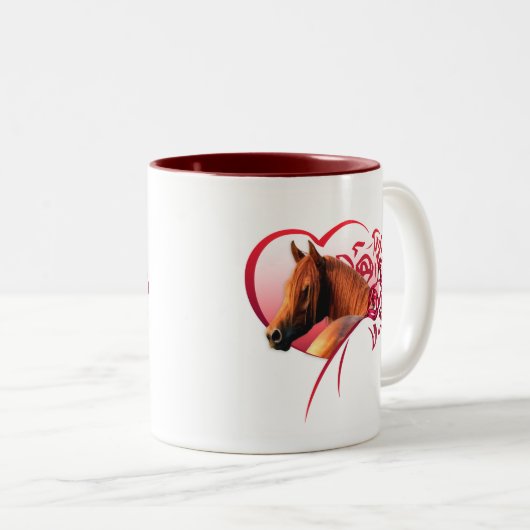 Kastanien-Araber-Rosen Zweifarbige Tasse (VorderseiteRechts)