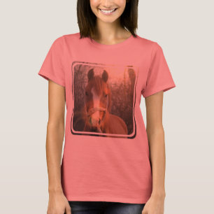Kastanien-arabischer Pferdedamen-T - Shirt