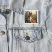 Kastanien-arabisches Pferdequadrat-Button Button (Beispiel)