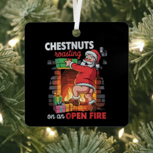 Kastanien braten lustig unanständiger Weihnachtsma Ornament Aus Metall