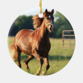 Kastanien-galoppierende Pferdeverzierung Keramik Ornament (Hinten)