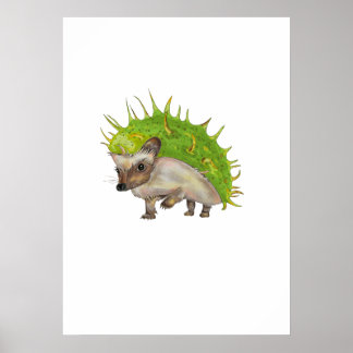 Kastanien-Igel Botanische Kunst Poster