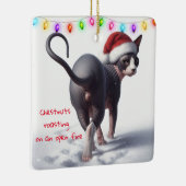 Kastanien Roasting Sphynx Katzenjause Keramikornament (Rechts)