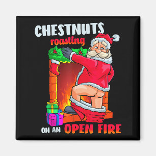 Kastanien rösten lustig unanständig Weihnachtsmann Magnet