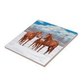 Kastanien-Sorrel-Schlachtross im Schnee Fliese (Seite)