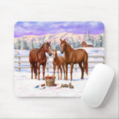 Kastanien-Sorrel-Schlachtross im Schnee Mousepad (Mit Mouse)