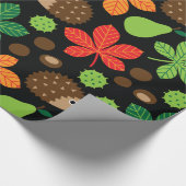 Kastanien u. Igels-nahtloses Muster Geschenkpapier (Ecke)