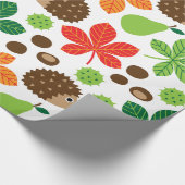 Kastanien u. Igels-nahtloses Muster Geschenkpapier (Ecke)