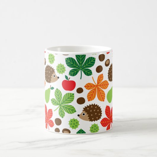Kastanien u. Igels-nahtloses Muster Kaffeetasse (Mittel)