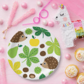 Kastanien und Igel Nahtlose Muster Pappteller (Party)