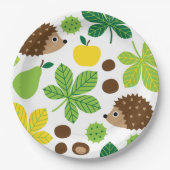 Kastanien und Igel Nahtlose Muster Pappteller (Vorderseite)