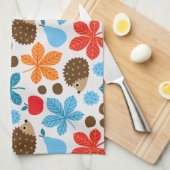 Kastanien und Igel Nahtloses Muster Küchentuch (Viertel Falte)