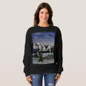 Kastanien und Weißes Paint Horst im Schnee Sweatshirt (Vorne ganz)