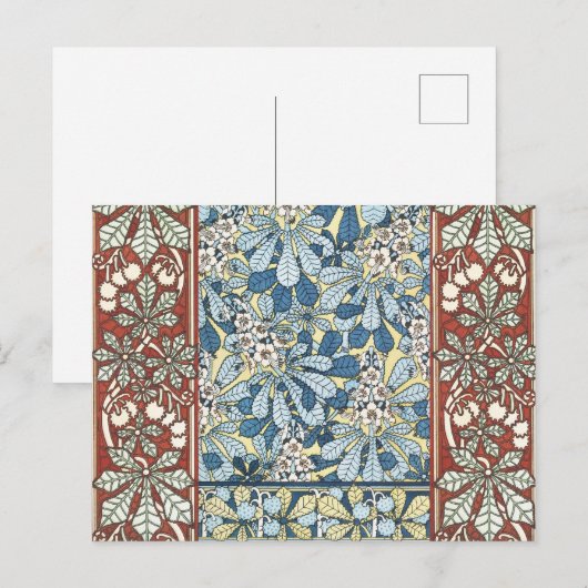 Kastanienbaum,Blätter,Botanischer Jugendstil Postkarte (Vorne/Hinten)