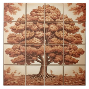 Kastanienbaum Herbst Orangefarbene Keramik Tile Fliese