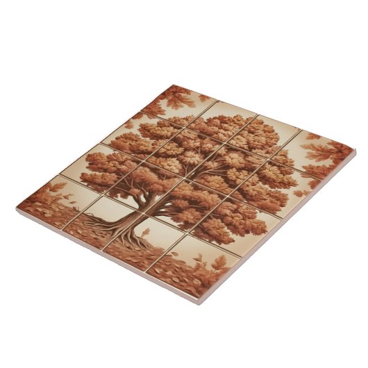 Kastanienbaum Herbst Orangefarbene Keramik Tile Fliese (Seite)