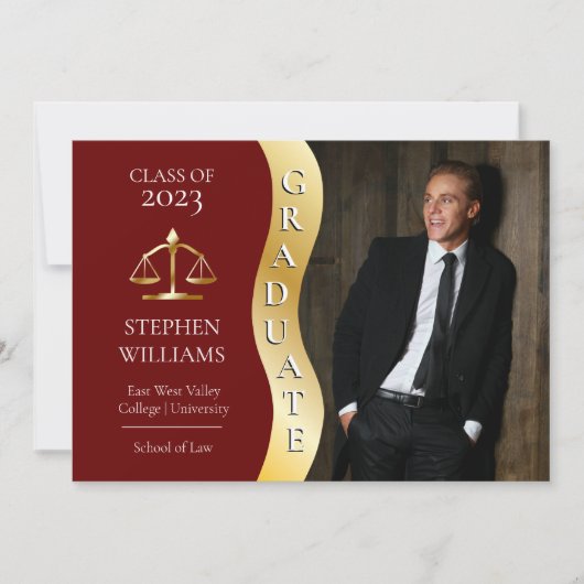 Kastanienbraun | Gold Graduate Wave Law Justice Gr Ankündigung (Vorderseite)