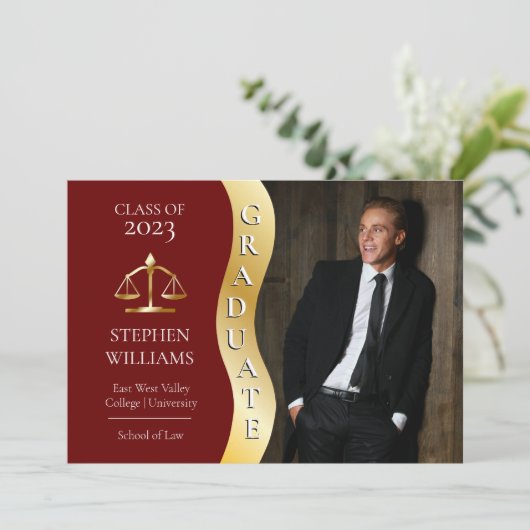 Kastanienbraun | Gold Graduate Wave Law Justice Gr Ankündigung (Stehend Vorderseite)