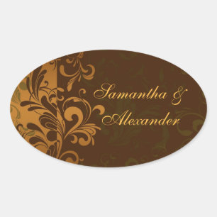 Kastanienbraun/Gold/Grün Umschlag Aufkleber oder