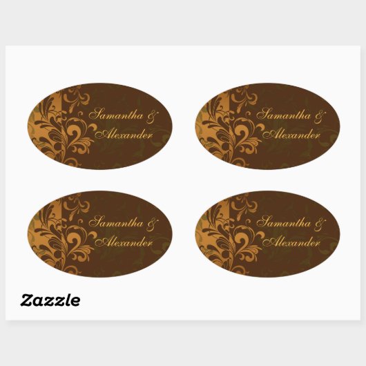 Kastanienbraun/Gold/Grün Umschlag Aufkleber oder (Blatt)