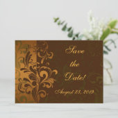 Kastanienbraun/Gold/Grünes Foto Save the Date (Stehend Vorderseite)