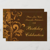 Kastanienbraun Swirl Geburtstagsparty Einladungen (Vorne/Hinten)