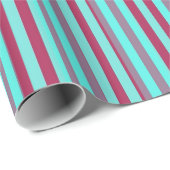 Kastanienbraun und aquamarine horizontale Streifen Geschenkpapier (Rolleneckpunkt)