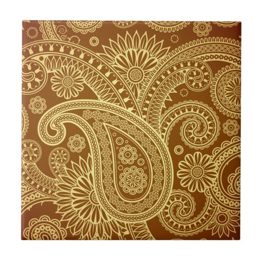 Kastanienbraun und Gold Paisley pattern.png Fliese (Vorderseite)