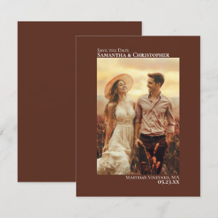 Kastanienbraun Vertikales Foto Minimalistische Hoc Save The Date