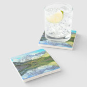 Kastanienbraune Bell, die im kastanienbraunen See Steinuntersetzer (Seitenansicht)