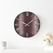 Kastanienbraune silbernes Grau-metallische Große Wanduhr (Zuhause)