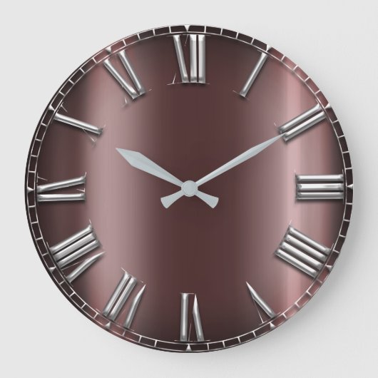 Kastanienbraune silbernes Grau-metallische Große Wanduhr (Vorderseite)