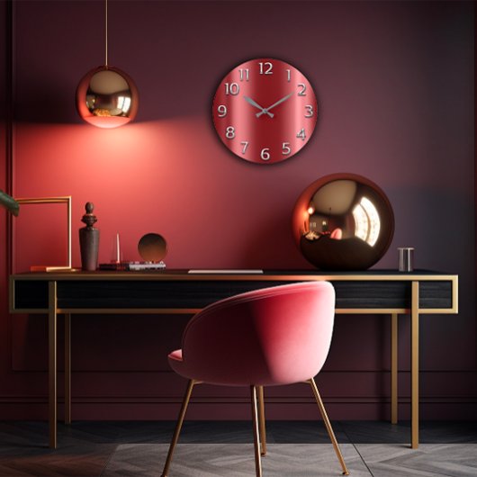 Kastanienbraune silbernes Grau-metallische Große Wanduhr