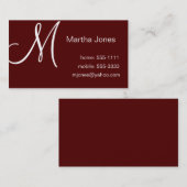 Kastanienbraune Visitenkarten mit Monogramm (#BUS Visitenkarte (Vorne/Hinten)