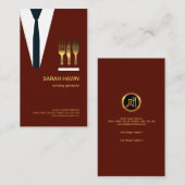 Kastanienbrauner Kellner-Anzugs-goldener Visitenkarte (Vorne/Hinten)