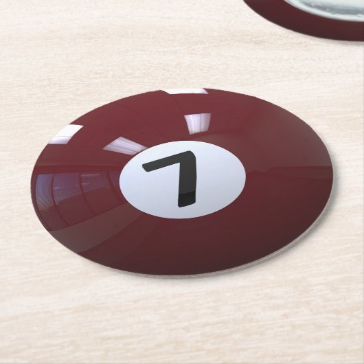 Kastanienbrauner Nr. 7- Billard-Pool-Ball Runder Pappuntersetzer (Angewinkelt)