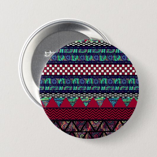 Kastanienbrauner Pfau Boho Stammes- Button (Vorne & Hinten)