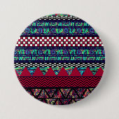 Kastanienbrauner Pfau Boho Stammes- Button (Vorderseite)