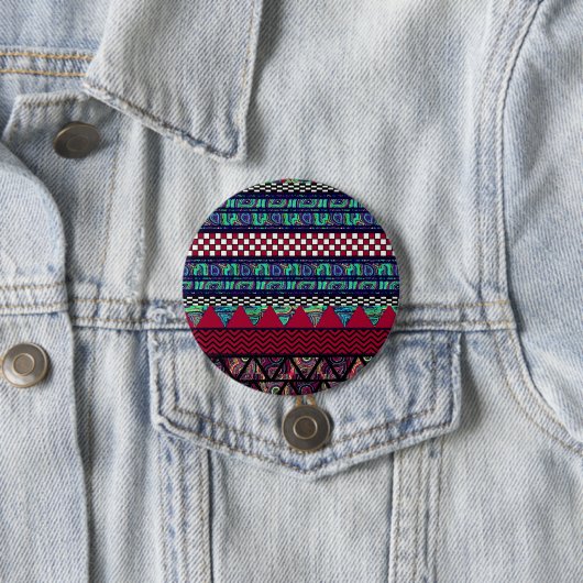 Kastanienbrauner Pfau Boho Stammes- Button (Beispiel)