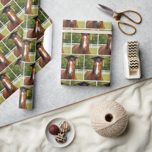Kastanienbraunes Pferd Absolvent Geschenkpapier (Kunsthandwerk)