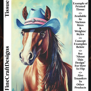 Kastanienbraunes Pferd, Blaue Rosa Cowboyhut CS9 D Seidenpapier