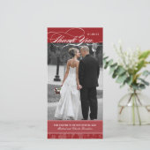 Kastanienbraunes Rot danken Ihnen Foto-Karte (4x8) Dankeskarte (Stehend Vorderseite)