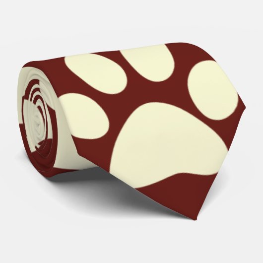 Kastanienbraunes Tatzen-Muster Krawatte (Gerollt)